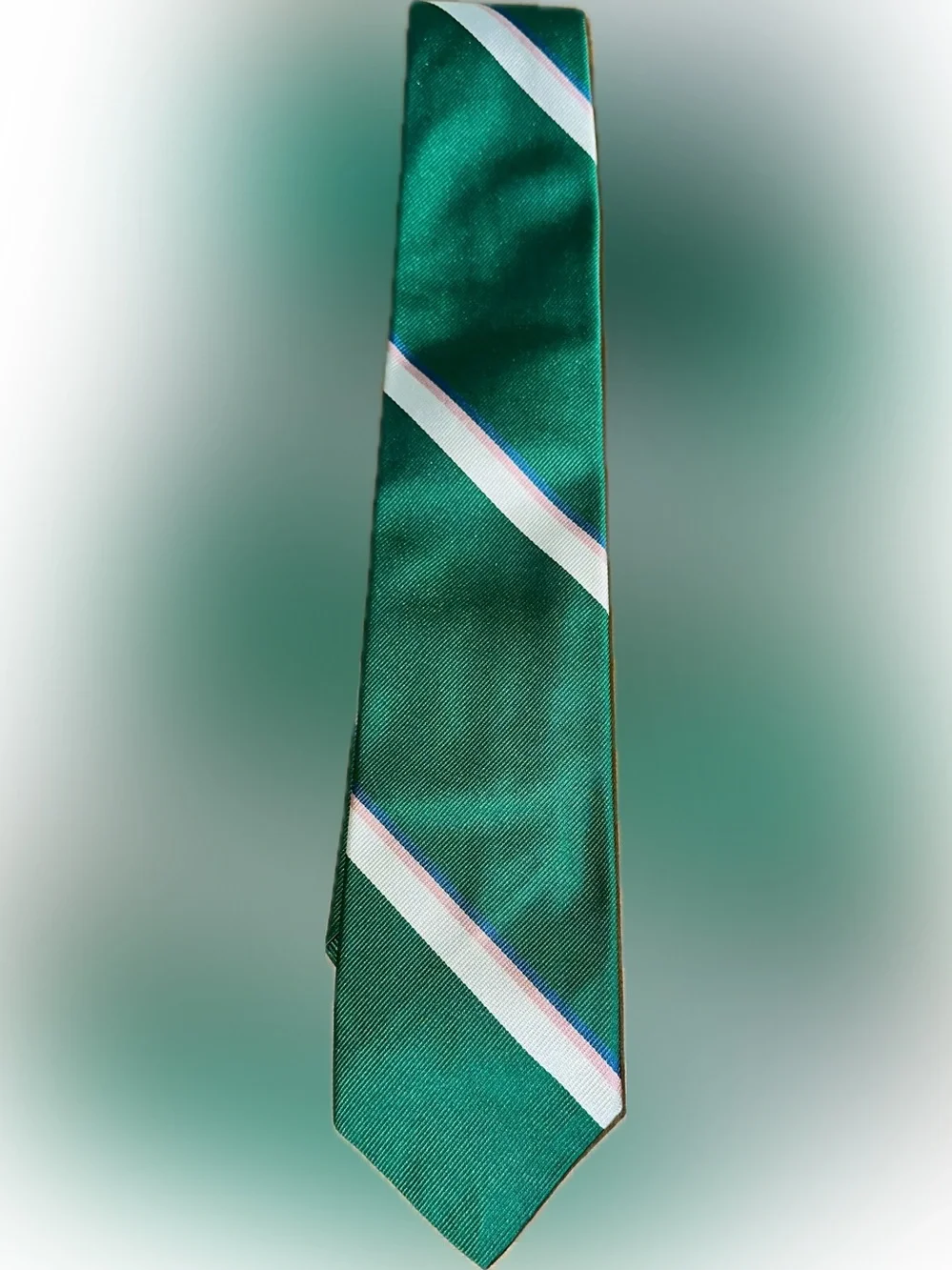 Polo by Ralph Lauren Emerald Green Silver Stripe Tie with Pink & Blue Accents